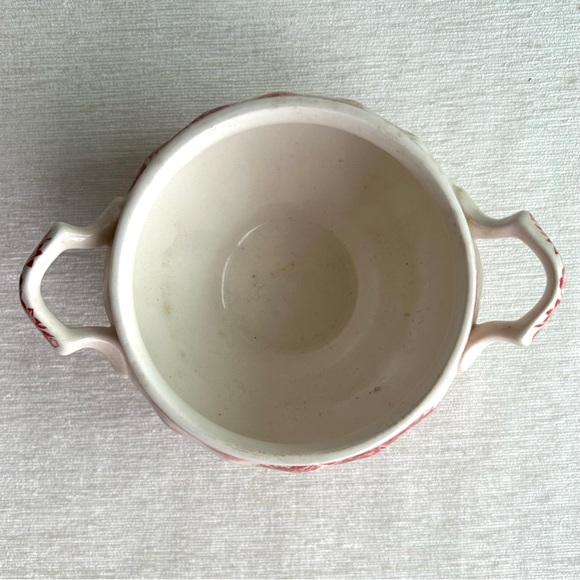 JOHNSON BROTHERS mill stream pink vintage ironstone sugar bowl w/out lid - Picture 3 of 4